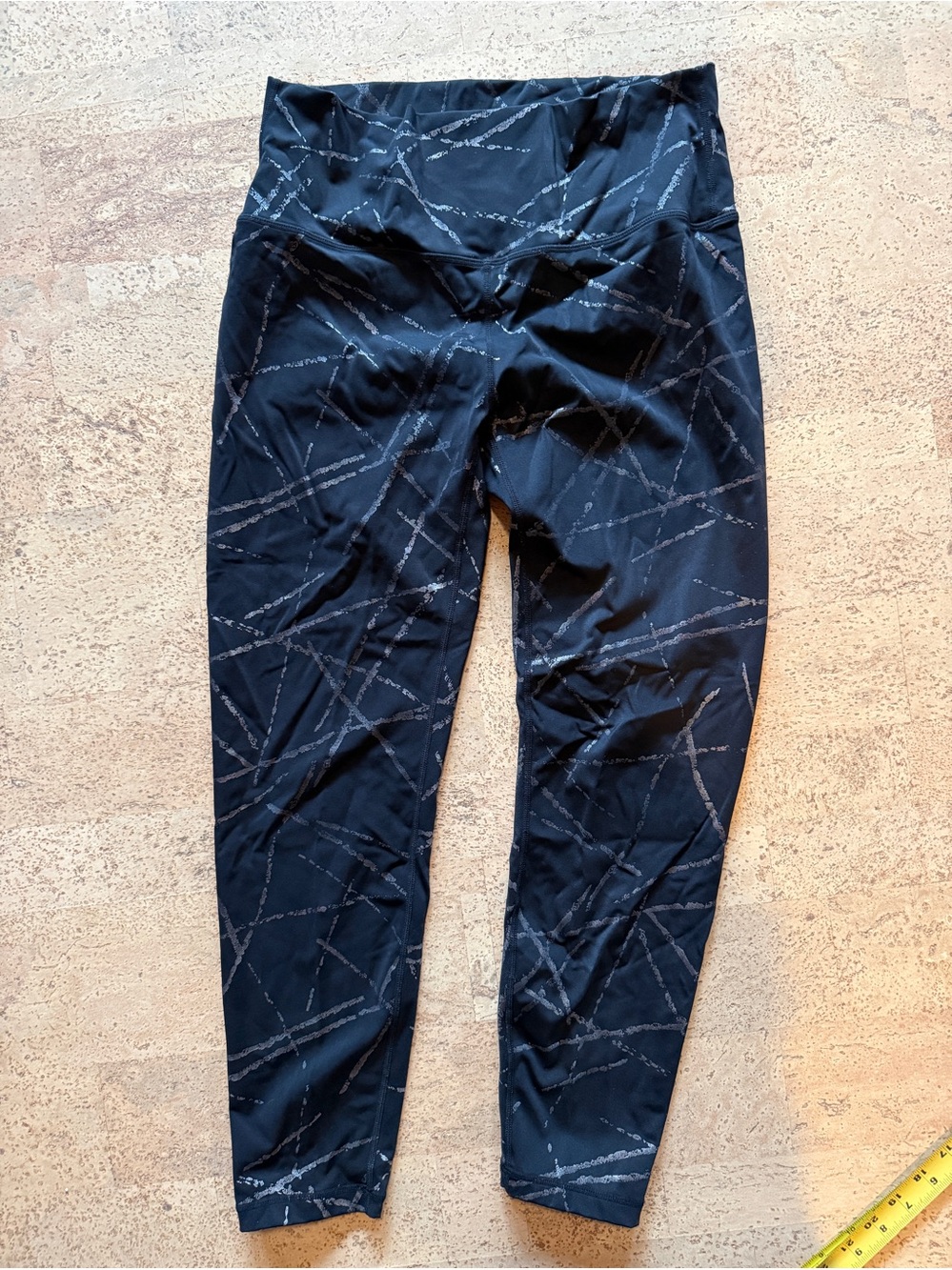 Zyia “Abstract” high-waist black leggings, size 8-10